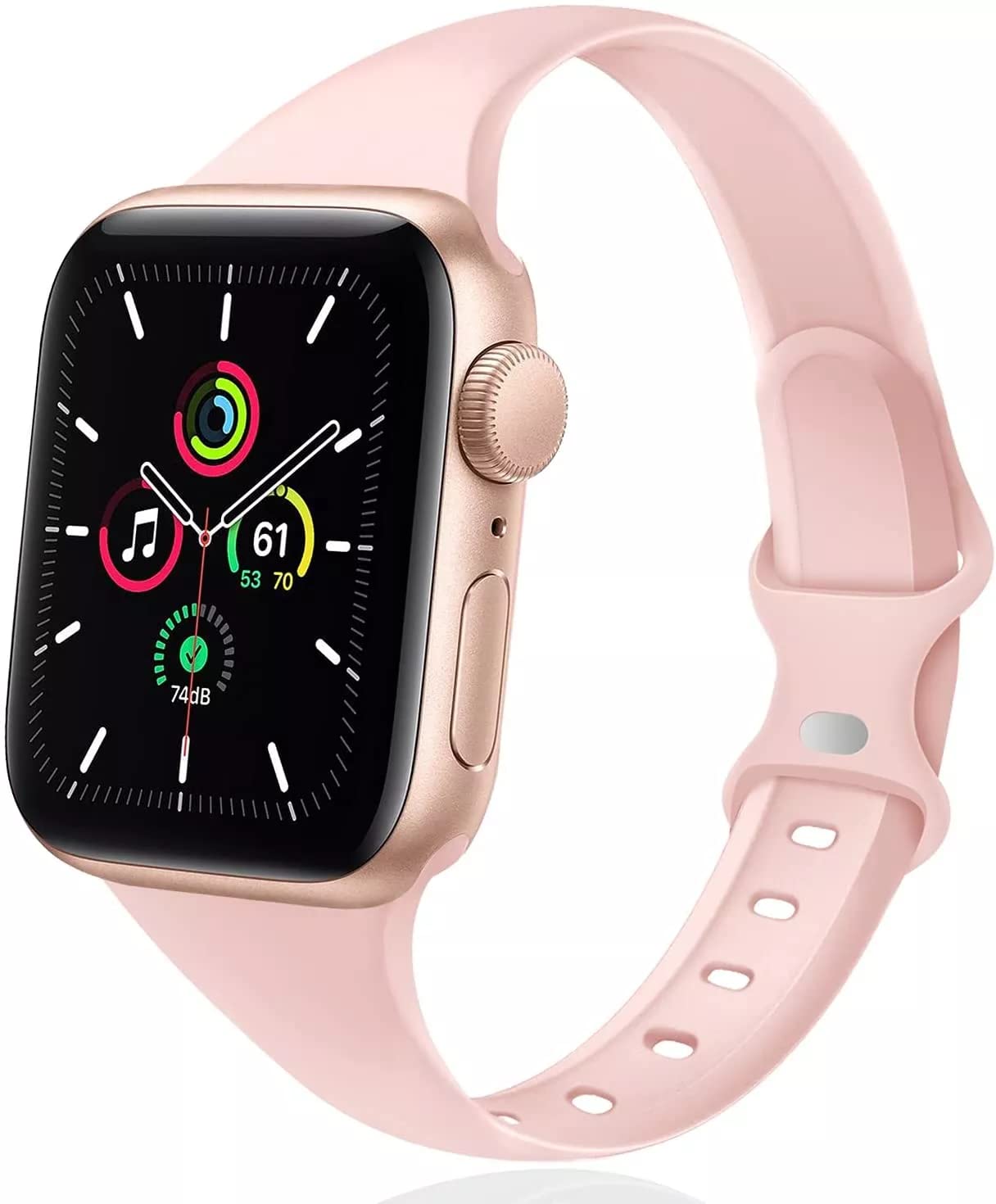 QLTYPRI コンパチブル Apple Watch バンド スポーツシリコンバンド 38mm 40mm 41mm 42mm 44mm 45mm シリコン 製 柔軟 通気 防水性 耐久性 スポーツバンド 交換バンド 女性 男性 iWatch Ultra SE Series 8/7/6/5/4/3/2/1に対応 (42mm/44mm/45mm,ピンクの砂)