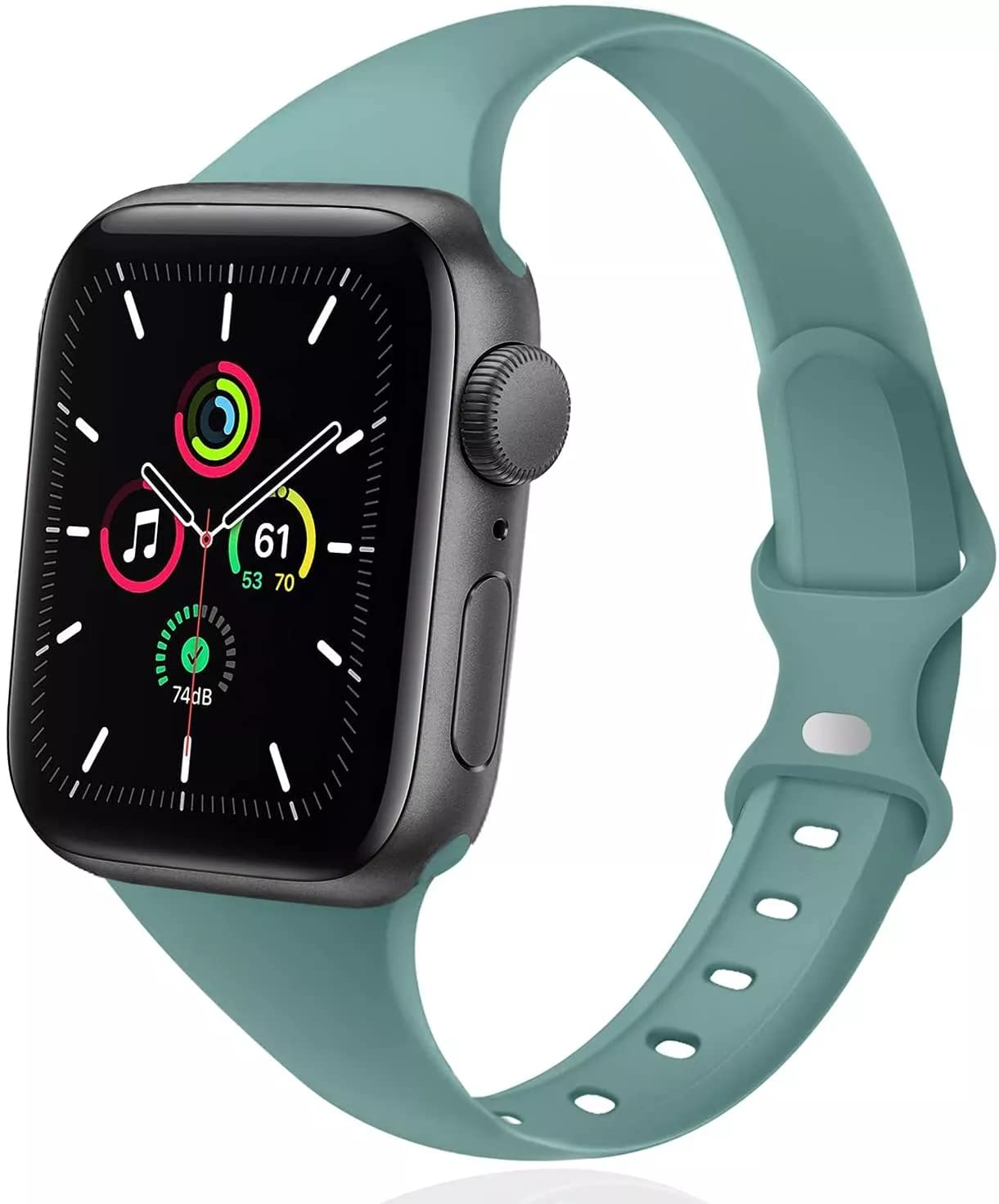 QLTYPRI コンパチブル Apple Watch バンド スポーツシリコンバンド 38mm 40mm 41mm 42mm 44mm 45mm シリコン 製 柔軟 通気 防水性 耐久性 スポーツバンド 交換バンド 女性 男性 iWatch Ultra SE Series 8/7/6/5/4/3/2/1に対応 (42mm/44mm/45mm,パイングリーン)