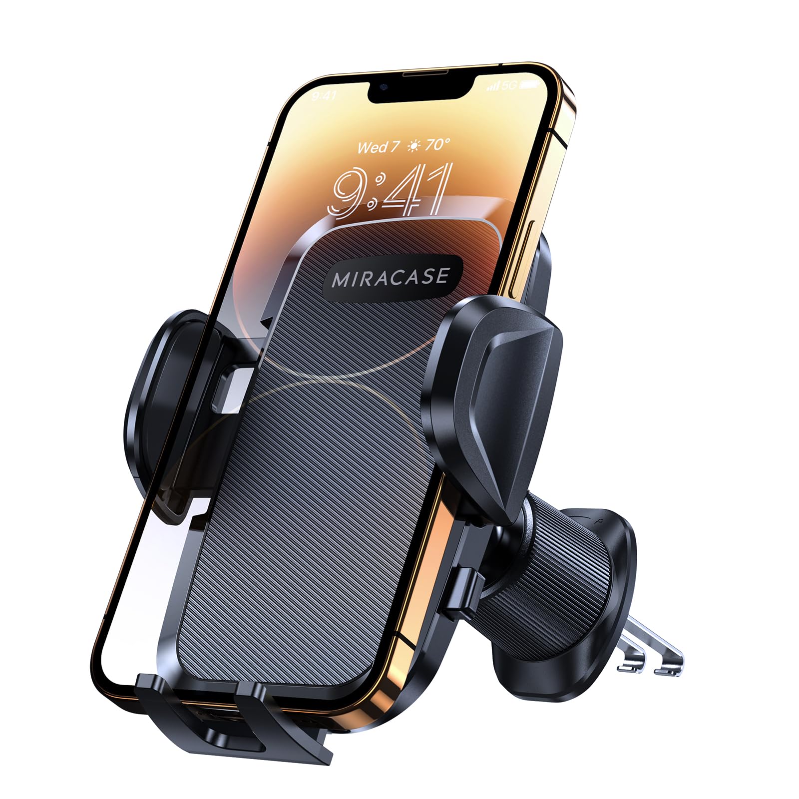 Miracase 2024年最新進化スマホホルダー 車 改良された二重メタルフック吹き出し口 車 スマホスタンド 回転可能 自由調節 スマホホルダー 車載スマホホルダー iPhone Xperia AQUOS すべての4.0～7.2インチのスマホに対応 日本語説明書付き