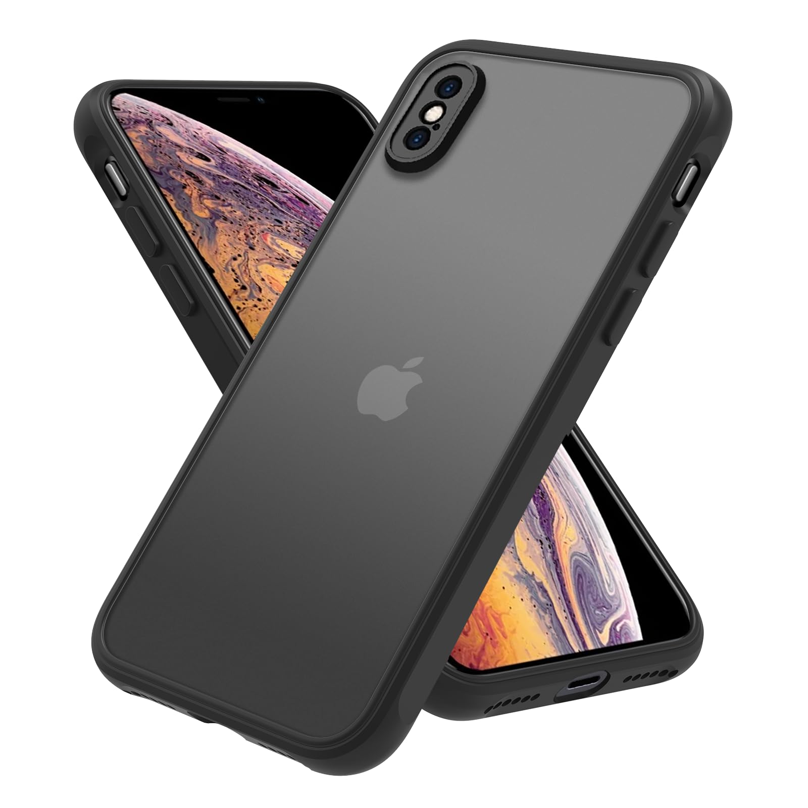 iPhone XS ケース マット 半透明 iphonexs カバー 耐衝撃 指紋防止 アイフォン xs 米軍MIL規格 iPhonexs 用 ケース カバー 黄変防止 iphone xs スマホケース PinLiSheng(iPhoneXS, ブラック)