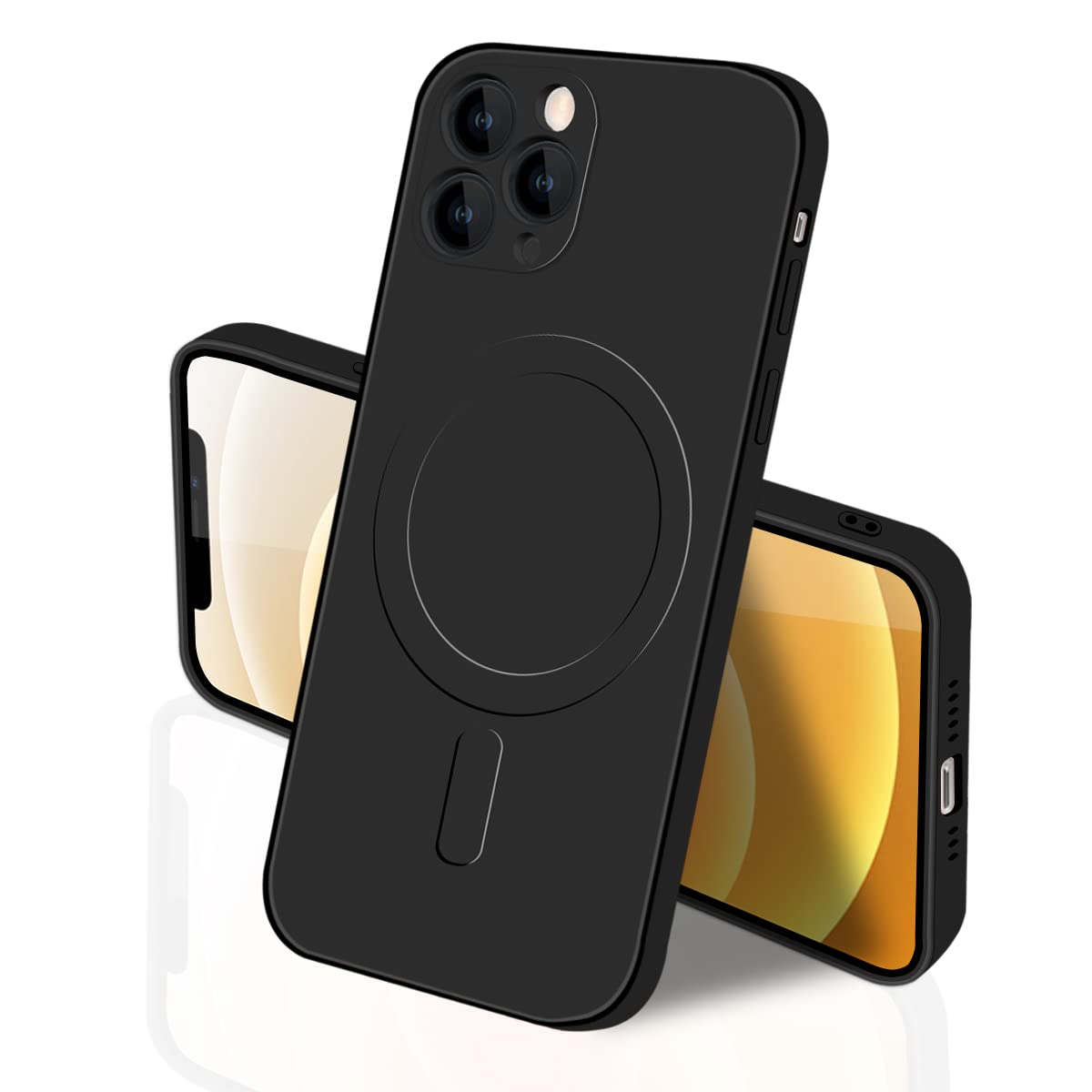 IPhone 11 Pro MagSafe ケース マグネット搭載 シリコン アイフォン11Pro カバー スマホケース 全面保護 耐衝撃 液体シリコーン 薄型 ワイヤレス充電対応 ストラップホール付き 滑り止め 落下防止 5.8インチ（ブラック）