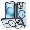 ESR iPhone 15 Plus ケース MagSafe対応 米軍MIL規格の保護 隠れスタンド スマホケース 傷防止背面 クリア_ブルー Classicシリーズ
