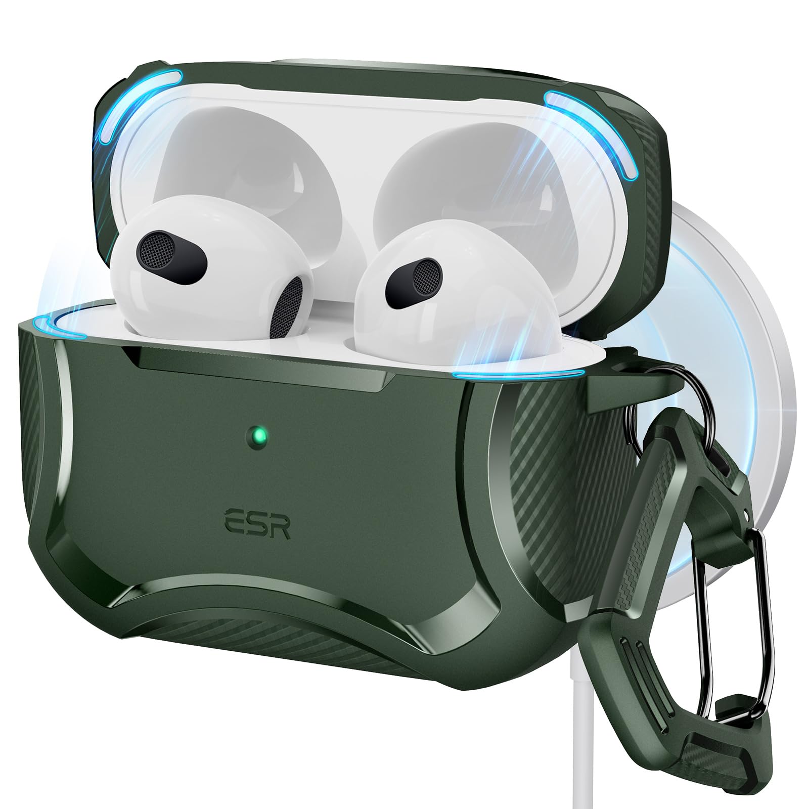 ESR AirPods 3 P[X 2021p airpods 3 P[X 2021p HaloLockt(USB-C/LightningP[uΉ) CbN MagSafeΉ HaloLockV[Y GA[|bY P[X O[