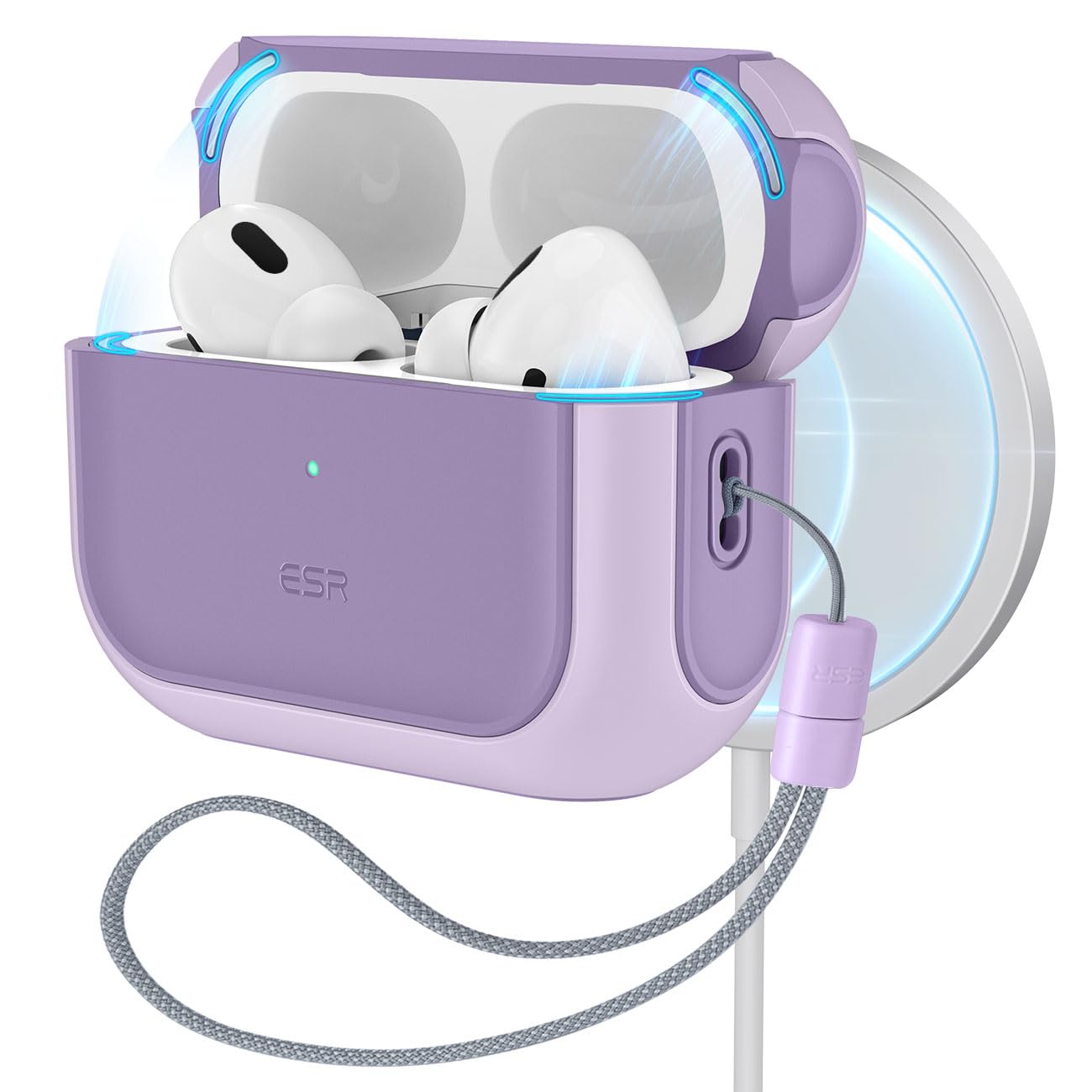 ESR AirPods Pro2 P[X AirPods Pro 2/1 (2023/2022/2019) HaloLock MagSafe Ή(USB-C/LightningP[uΉ) ϏՌ nCubhی GA[|bYv 2 pJo[ p[v Orbit Hybrid