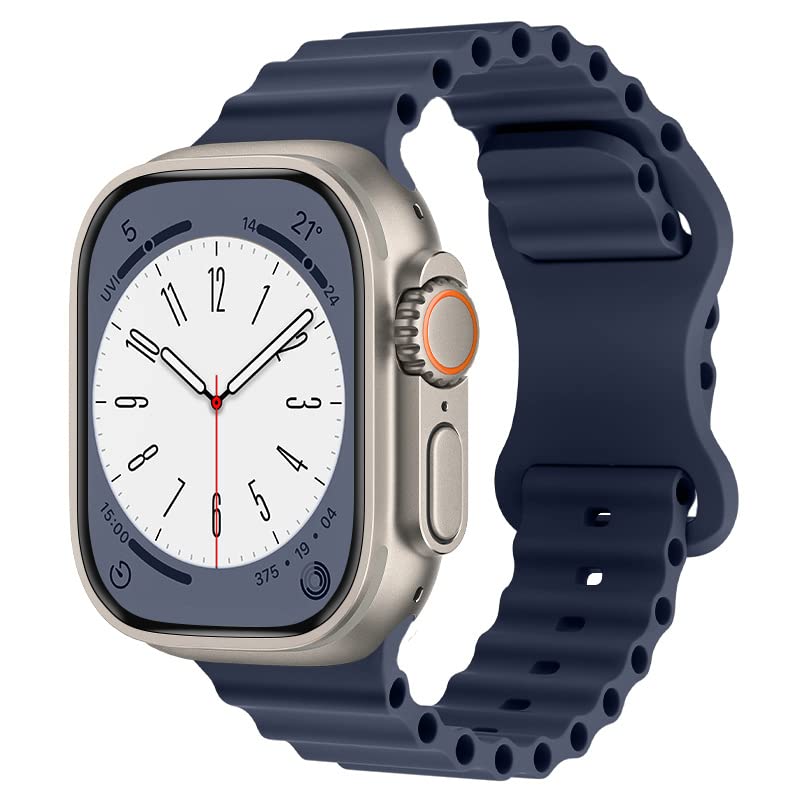 QLTYPRI コンパチブル Apple Watch オーシャンバンド 49mm 45mm 44mm 42mm 41mm 40mm 38mm アップルウォッチ バンスポーツバンド 交換バベルト シリコン製 柔らかい 通気 防汗 防水 男性 女性 iWatch Ultra 2/Ultra/ Series 9/8/7/6/5/4/3/2/1/SEに対応(42 mm/44 mm/45mm/49