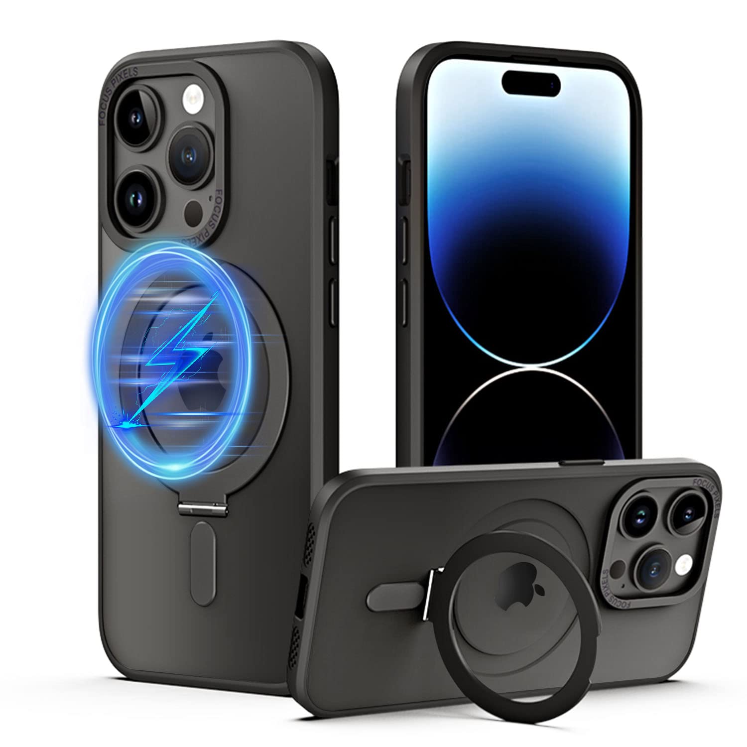 QLTYPRIMagSafe対応・スタンドiPhone 14 Pro Maxケース 半透明 グネット搭載 キックスタンド付き 磁気..