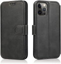 QLTYPRI iPhone 14 Pro 6.1 inch ケース 手帳型 アイフォン 14 Pro ケース 本革レザー カード収納 横置き Qi充電対応 耐衝撃 全面保護 シンプル 人気 おしゃれ 財布型 カバー - ブラック