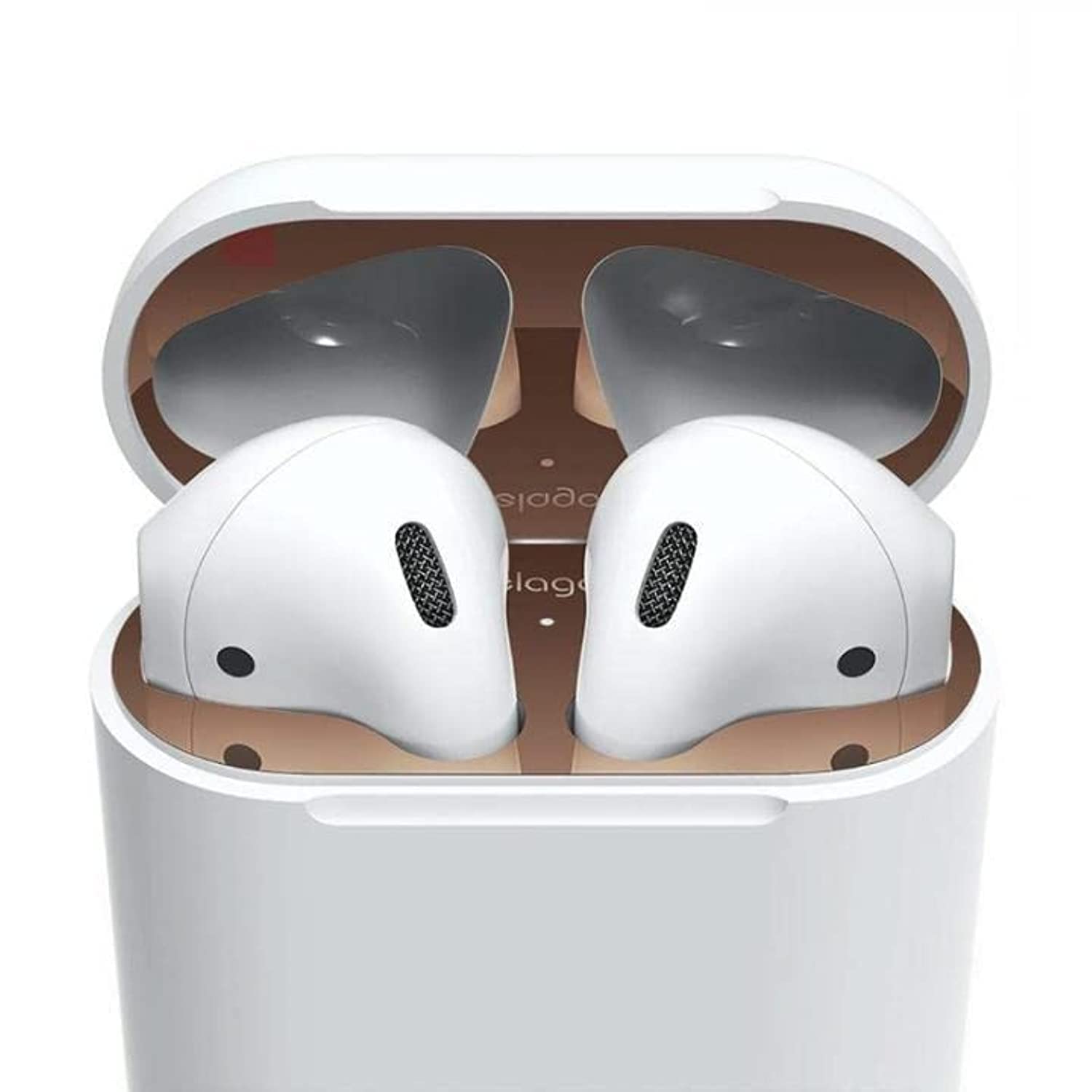 elago AirPods 対応 ダストガード 金属粉 侵入防止 防塵 アクセサリー メタリックプレート 2セット [ Apple AirPods1/AirPods2 with Charging Case エアーポッズ 対応 ] DUST GUARD ローズゴールド