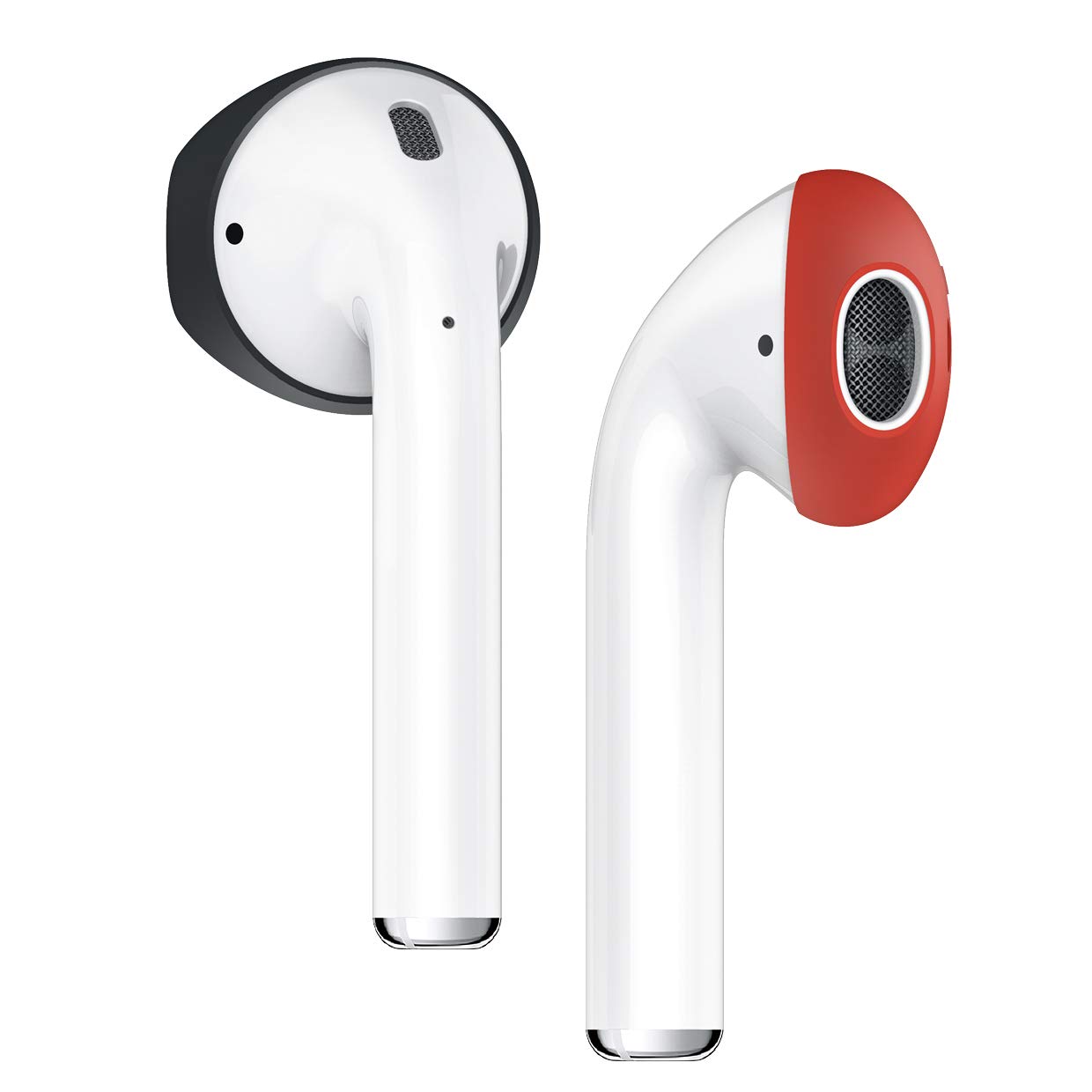 elago AirPods 対応 イヤーピース つけたまま 充電可能 イヤホン 落下防止 アクセサリー 極薄 シリコン イヤホンカバー 左右セット×2カラー AirPods1 / AirPods2 Wireless Charging Case エアーポッズ 対応 SECURE FIT ブラック/レッド