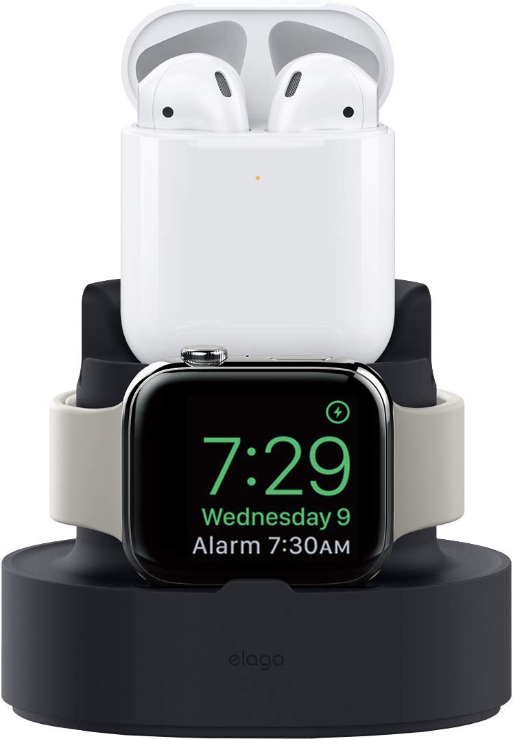 elago Apple Watch/AirPods 対応 充電 スタンド 2in1 シリコン 充電ドック 純正ケーブル のみ対応 AirPods1 / AirPods2 AppleWatch 45mm / 44mm / 42mm / 41mm / 40mm / 38mm 対応 MINI CHARGING HUB ブラック