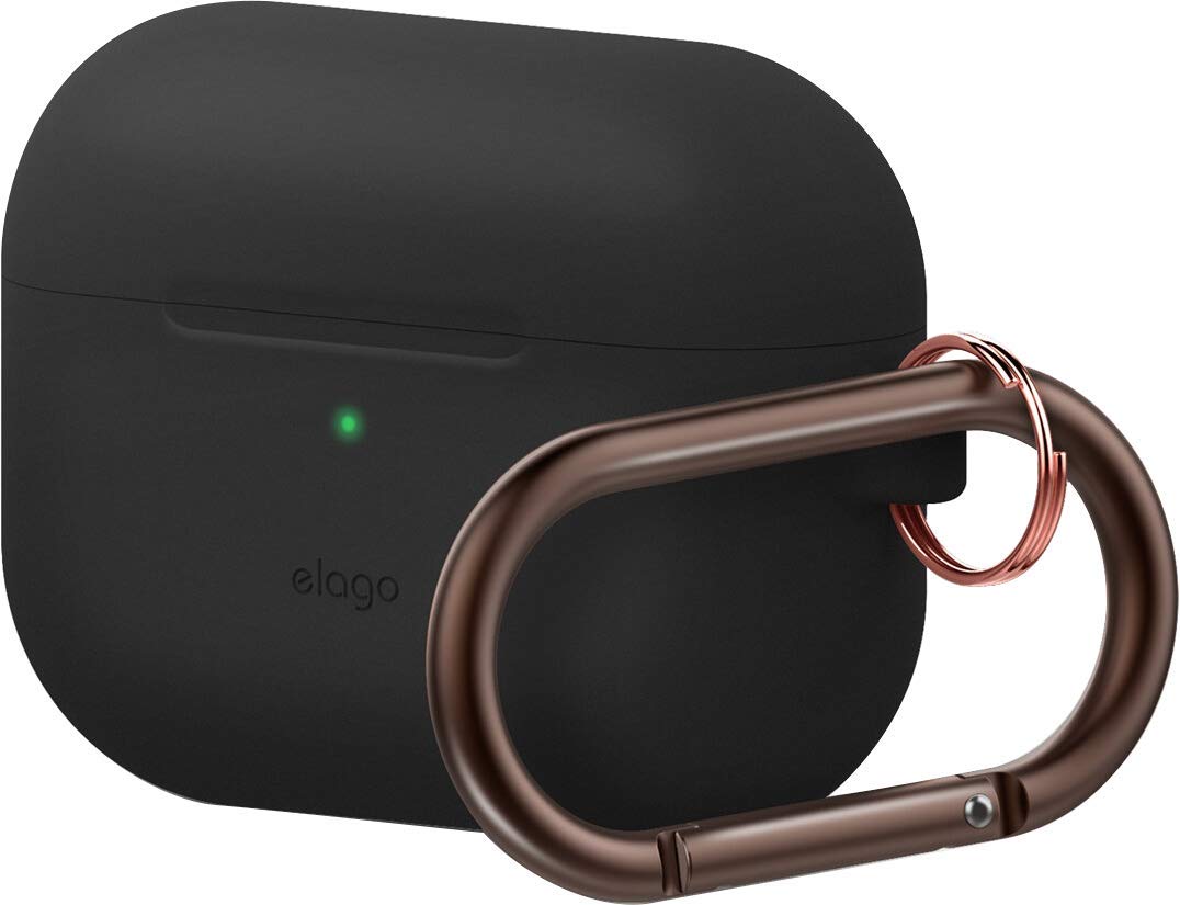 elago AirPods Pro 対応 ケース カラビナ 付き 薄型 シンプル シリコン カバー 衝撃 吸収 スリム ソフ..