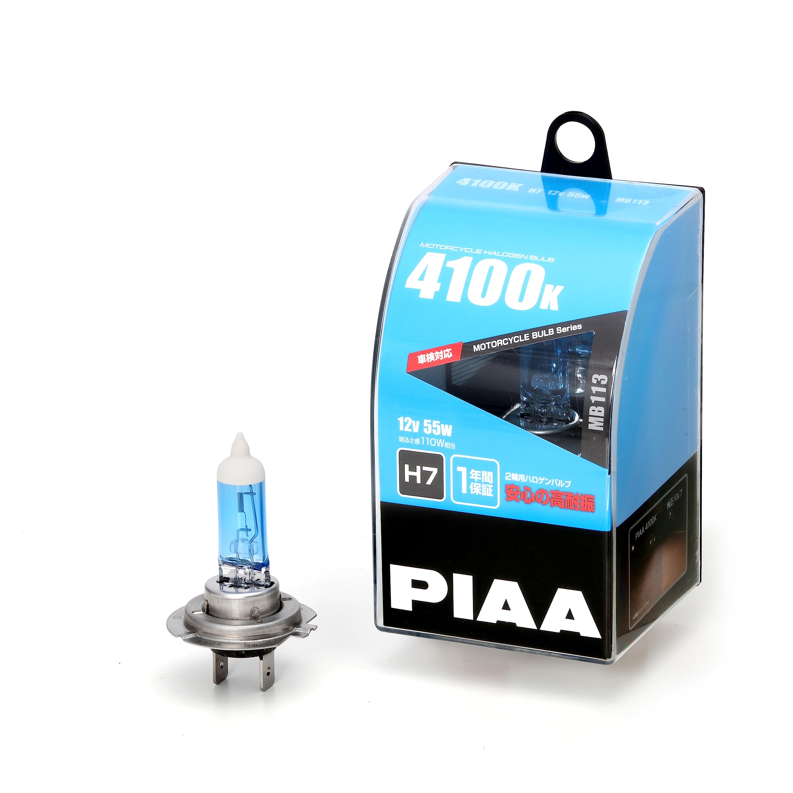 PIAA バイク用ヘッドライトバルブ ハロゲン 4100K 明るさ感110W相当 H7 高耐震性能20G 1個入 MB113のサムネイル