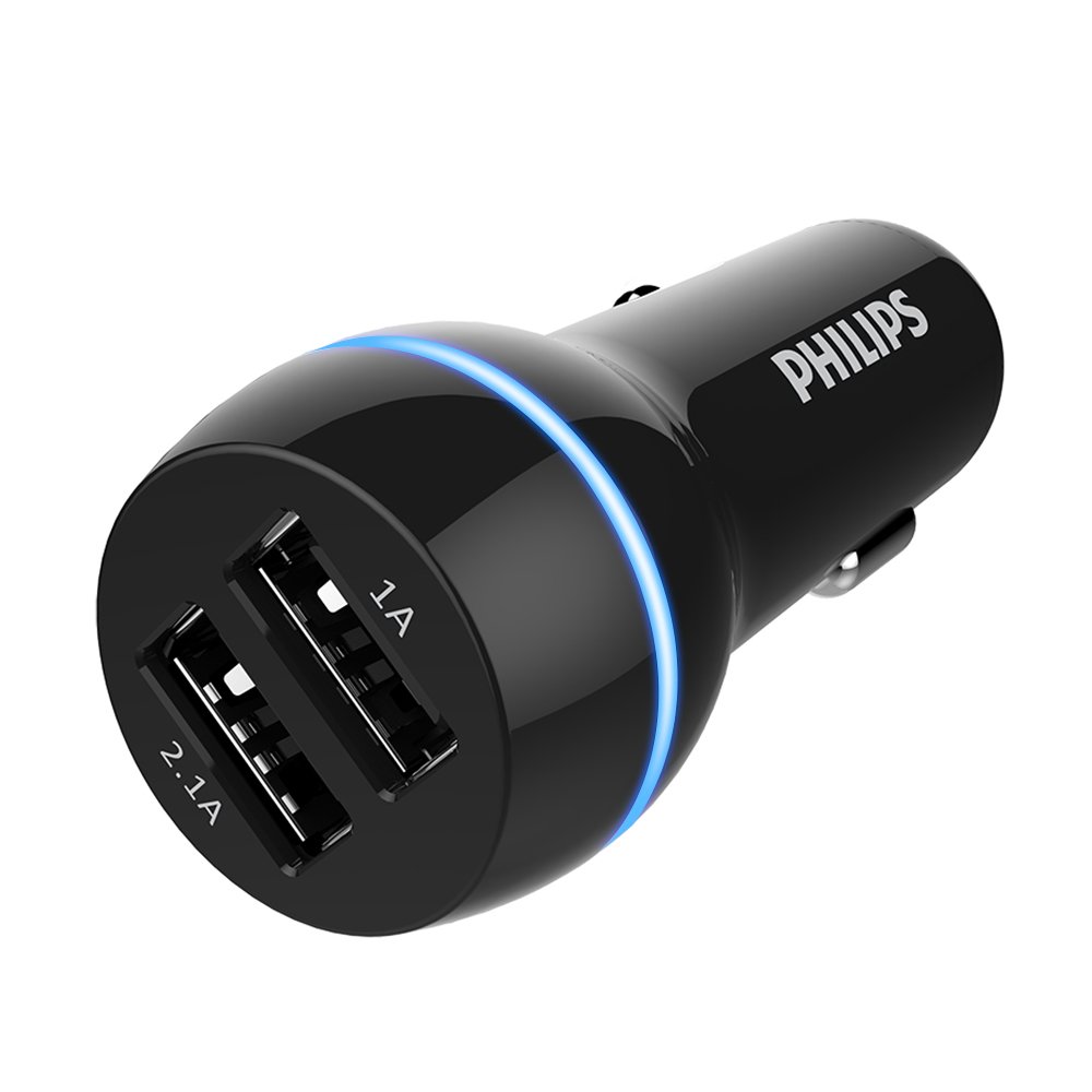 PHILIPS カーチャージャー 車載充電器 シガーソケット (3.1A/ 2ポート 12V/24V車対応) iPhone iPad And..