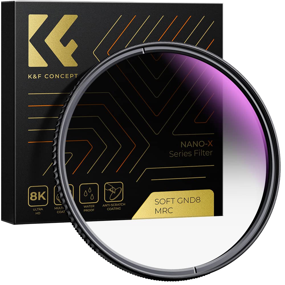 KF Concept 49mm ハーフNDフィルター GND8 ソフトグラデーション 明暗差調整 減光フィルター 28層両面ナノコーティング GND0.9 光学ガラス 撥水防汚 傷付き防止