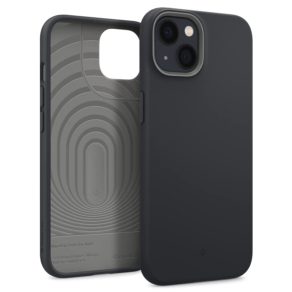 Caseology iPhone 13 mini 対応 ケース TPU シリコン コーティング 耐久性 サラサラ 柔軟性 カバー ナノ ポップ - ブラックセサミ