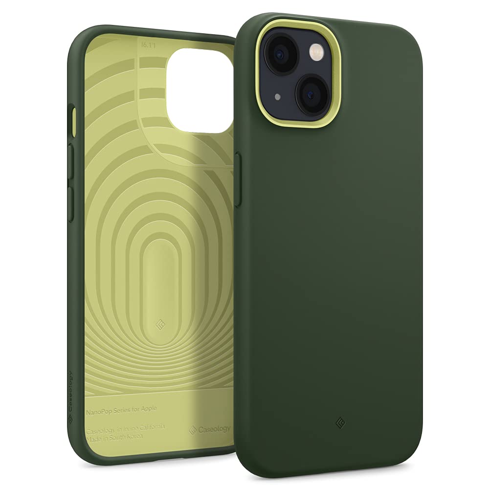 Caseology iPhone 13 mini 対応 ケース TPU シリコン コーティング 耐久性 サラサラ 柔軟性 カバー ナノ ポップ - アボグリーン