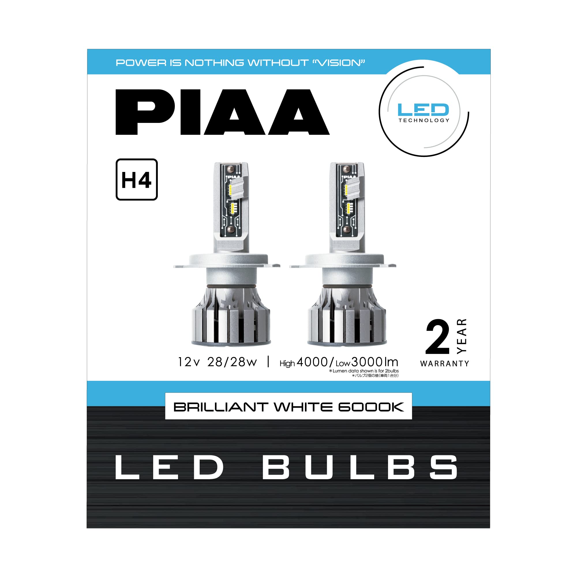 PIAA إåɥ饤/ե饤 LED 6000K BRILLIANT WHITE 12V 28/28W Hi4000/Lo3000...