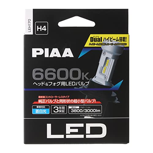 楽天FIDELAPIAA ヘッドライト/フォグライト用 LED 6600K 〈コントローラーレスタイプ〉 12V 18/18W Hi3800/Lo3000lm H4 3年保証 車検対応 2個入 LEH170