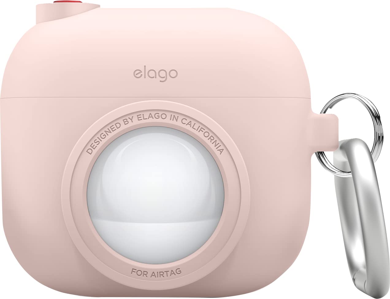 elago AirPods 3 対応 ケース カメラ デザイン カラビナ 付 シリコン カバー AirTag 収納 可 紛失防止 ..