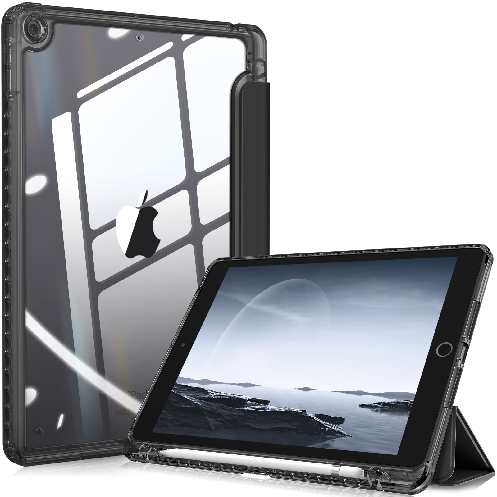 其它 - Fintie iPad 10.2 ケース iPad 第9 / 8 / 7世代 ケース 2021 2020 2019 透明バックカバー Apple Pencil 収納可能 三つ折スタンド スリープ機能 軽量 薄型 傷つけ防止 PU合成レザー TPU (モデル番号A2602、A2603、A2604、A2605)(クラシックブラック)