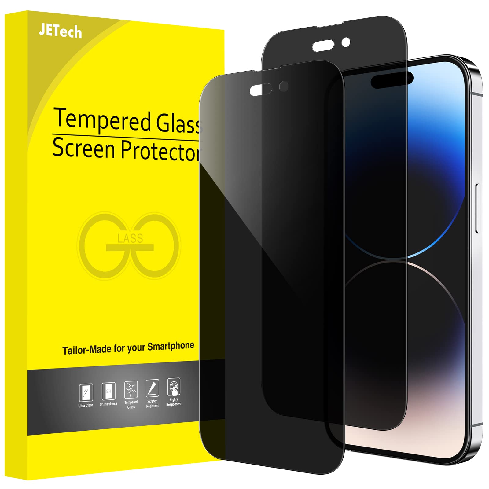 乐天商城 - JEDirect iPhone14Pro 6.1インチ用 プライバシーフィルム 全面保護 覗き見防止 強化ガラスフィルム 隅々までカバー ケースに干渉なし 2枚セット