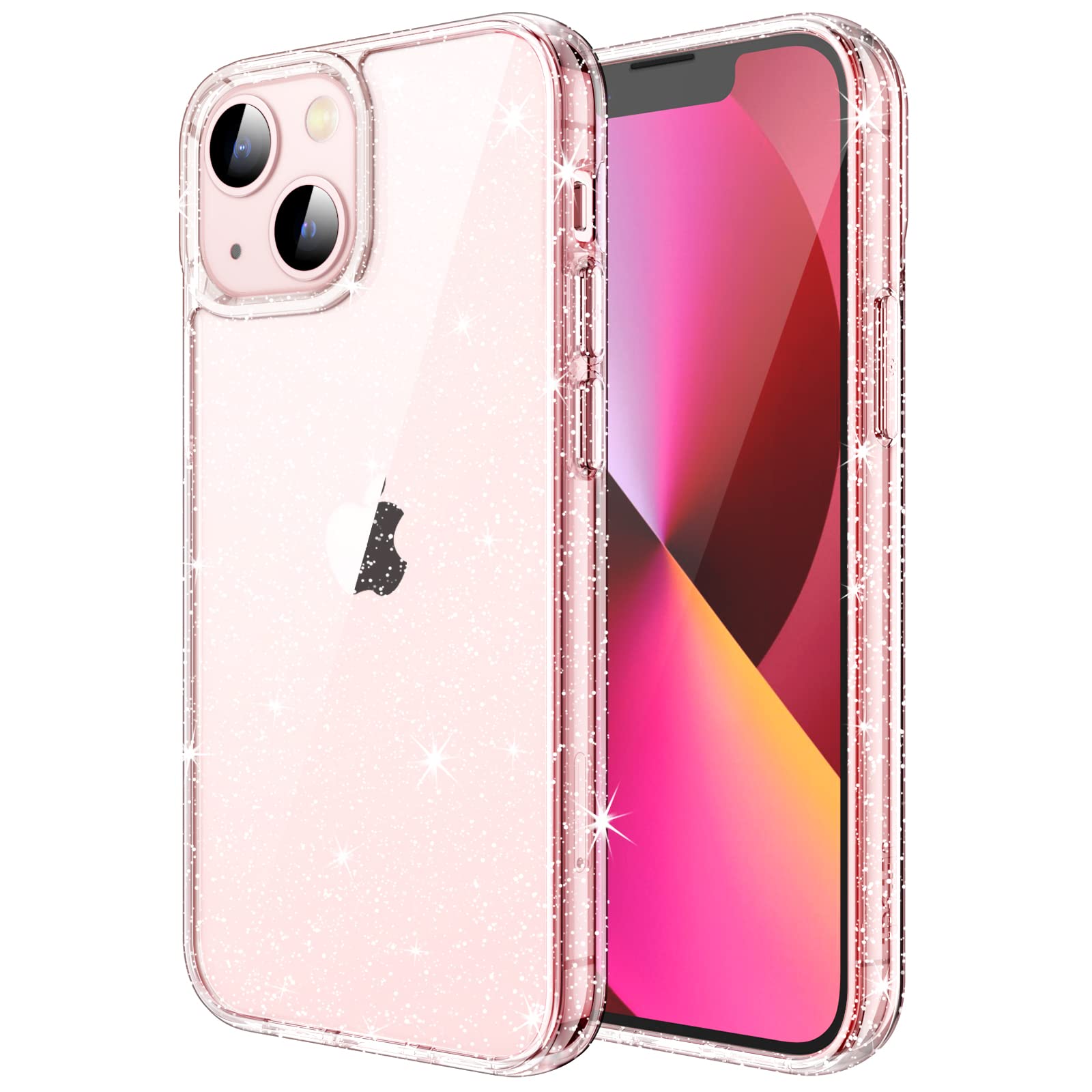 JEDirect iPhone 13 (6.1インチ専用) きらきら ケース ブリンブリン 衝撃吸収 バンパーカバー かわいい キラキラ 女性用 (クリア)