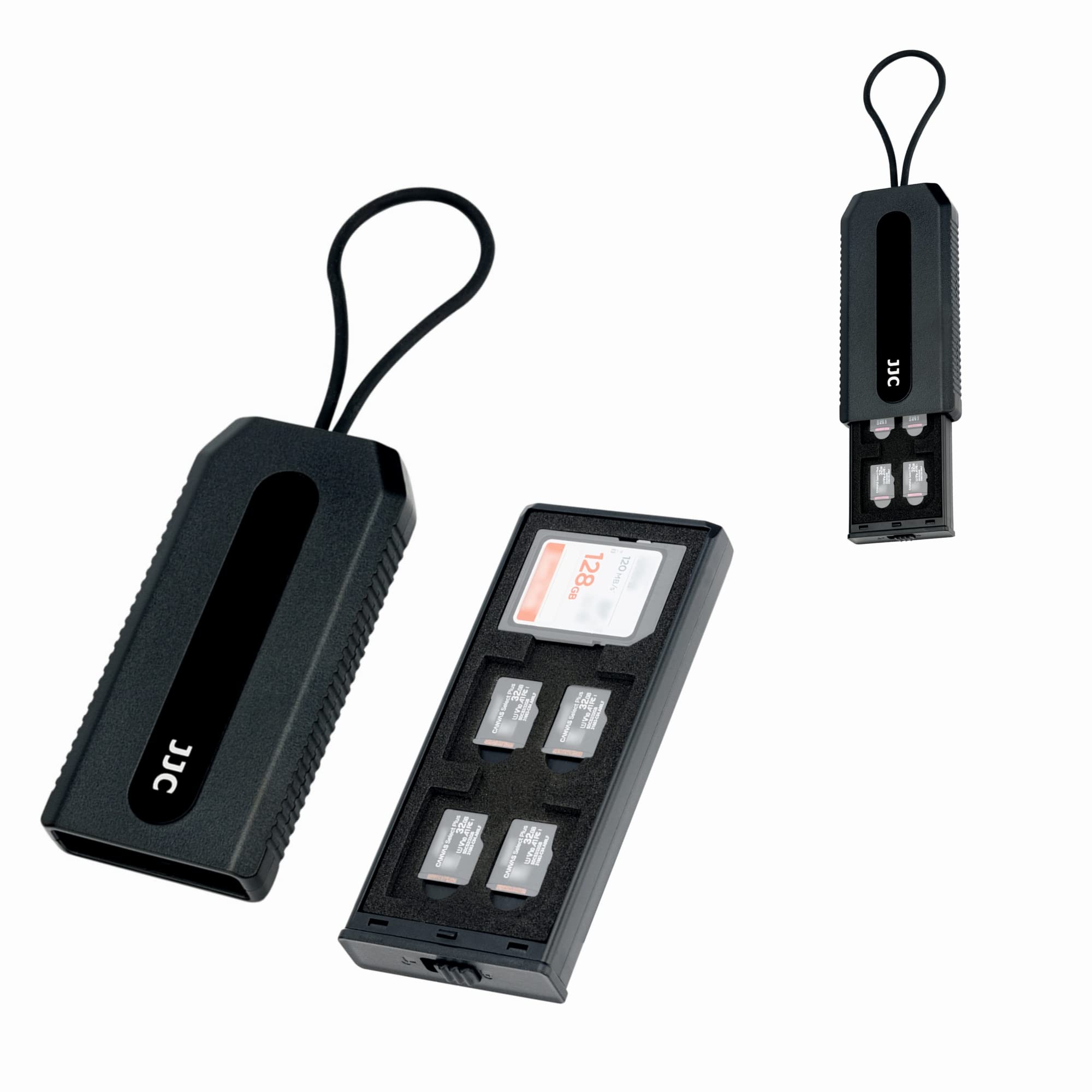 JJC 引き出し式 メモリーカードケース sd カードケース Micro sd カードケース micro sd/マイクロSD/MSD/TFカード x12枚+ SD/SDHC/SDXC カードx 6枚 収納可能 マイクロSD/TF カードケース カード収納ケース ABS製 コンパクトサイズ 軽量 携帯便利 落下防止 ブラック