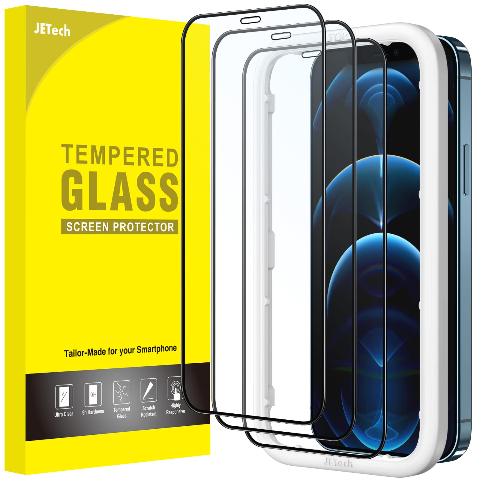 [全面保護] iPhone 12/12 Pro(6.1インチ)に適合します。画面の端から端まで最大限にカバーし、正確なスピーカーカットアウトで設計されています。フロントカメラとセンサーを高い保護性で守りながら、液晶画面に全面保護を提供します...