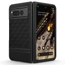 [Caseology] Google Pixel Fold 対応 ケース TPU PC 耐衝撃 カメラ保護 ヒンジ オープン 傷防止 衝撃吸収 立体3Dパターン ワイヤレス充電対応 - パララックス マット・ブラック 