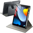JEDirect 回転ケース iPad 9/8/7 (10.2インチ、2021/2020/2019モデル、第9/8/7世代用) Pencilホルダー付き 360°保護 スタンドカバー クリアバック 自動ウェイク/スリープ (スペースグレイ)(2)