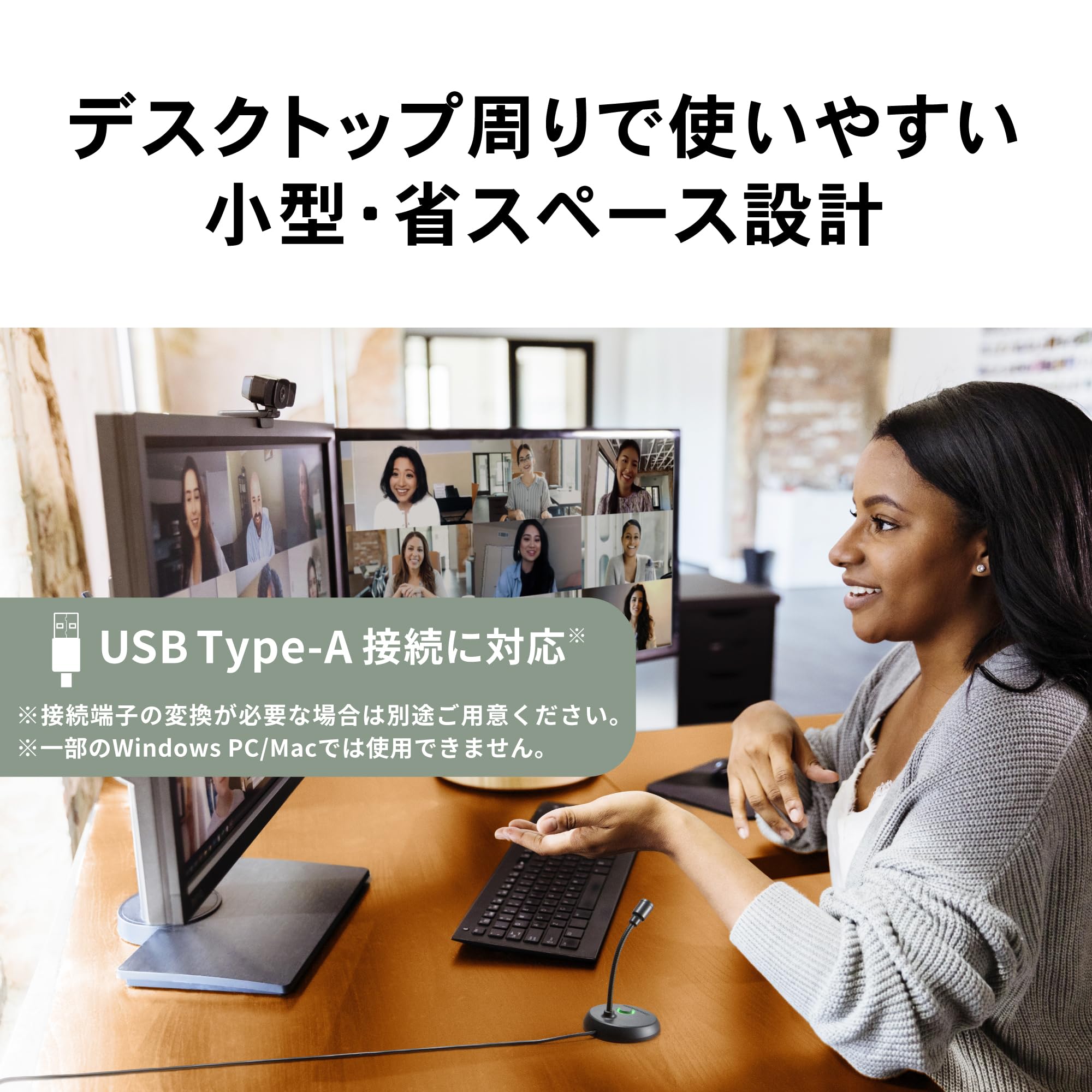 オーディオテクニカ ATR4800-USB PC用 USBマイク コンデンサーマイク USB端子 ミュートボタン 小型 Web会議 ボイスチャット 配信 Windows mac国内正規品