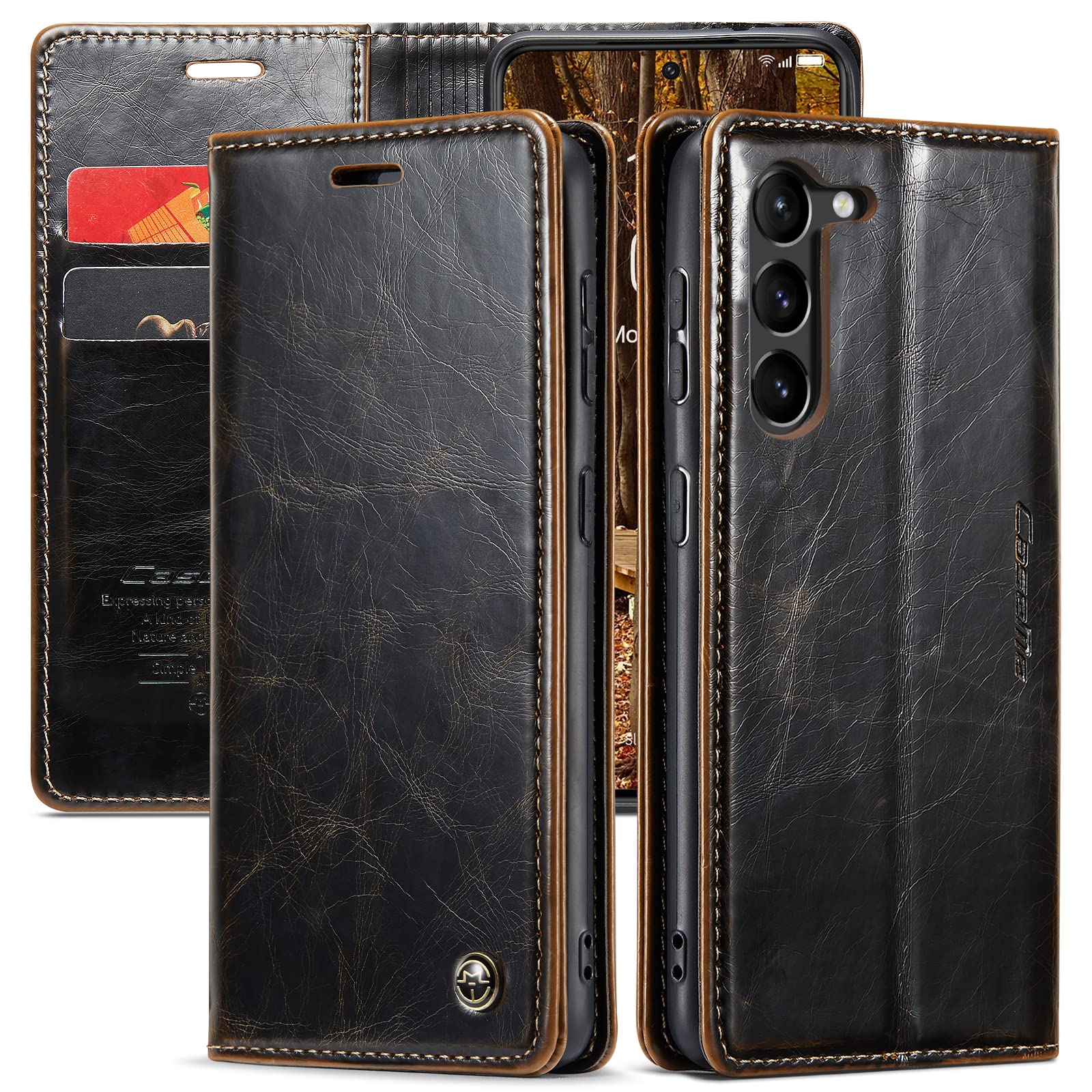 JDDLang Galaxy S23 ケース 手帳型 galaxy s23 カバー 手帳 SC-51D 保護ケース SCG19 財布型 ぎゃらくしー S23財布型 携帯スマホケース s23 レトロなビジネスタイプcase カード収納 スタンド機能 耐衝撃 全面保護 人気 上質 気質 ギフト 対応sumsang galaxy S23 ，ダークブラ