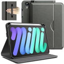 JEDirect iPad Mini 6 ケース (8.3インチ、2021モデル、第6世代用) PUレザー ビジネスフォリオ タブレット保護カバー Pencilホルダーとポケット付き マルチアングルの視聴 (スペースグレイ)(2)