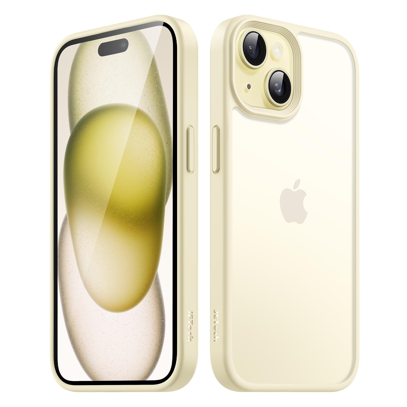 JEDirect マットケース iPhone 15 6.1インチ用 耐衝撃性ミリタリーグレードの落下防止 つや消しの半透..