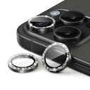 JEDirect iPhone 15 Pro 6.1 インチ/iPhone 15 Pro Max 6.7 インチ用 カメラレンズフィルム キラキラ ピカピカ 個別の9H強化ガラス金属リングカバー HDクリア 3枚セット (ブラックチタニウム)