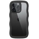JEDirect iPhone 15 Pro Max 6.7インチ用 (15ProMax) かわいい ケース 波状フレーム うねうね 耐衝撃 スマホカバー 女性用 女子向け クリア ハードPCバック (ブラックチタニウム)
