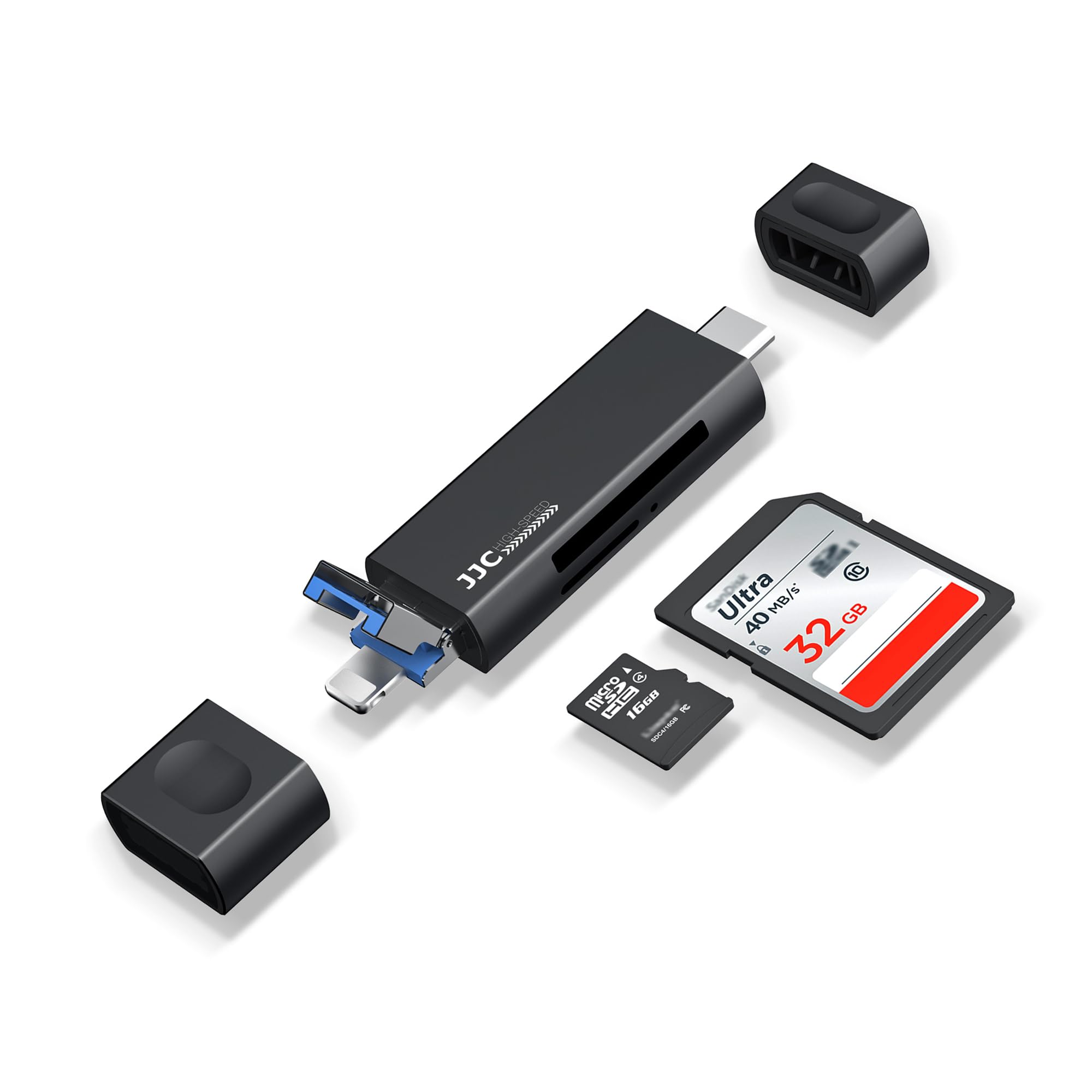 JJC カードリーダー USB 3.0 Micro USB 2.0 Type-C USB 3.0 SD TF 同時読み書き OTG対応 高速転送 SDXC SDHC SD TF Micro SD Micro SDXC Micro SDHC MMC RS-MMC UHS-Iなどに対応 ブラック