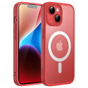 JEDirect iPhone 14 Plus 6.7インチ用 マグネット ケース MagSafeに対応 半透明のマット背面 薄型 耐衝撃 カバー (レッド)