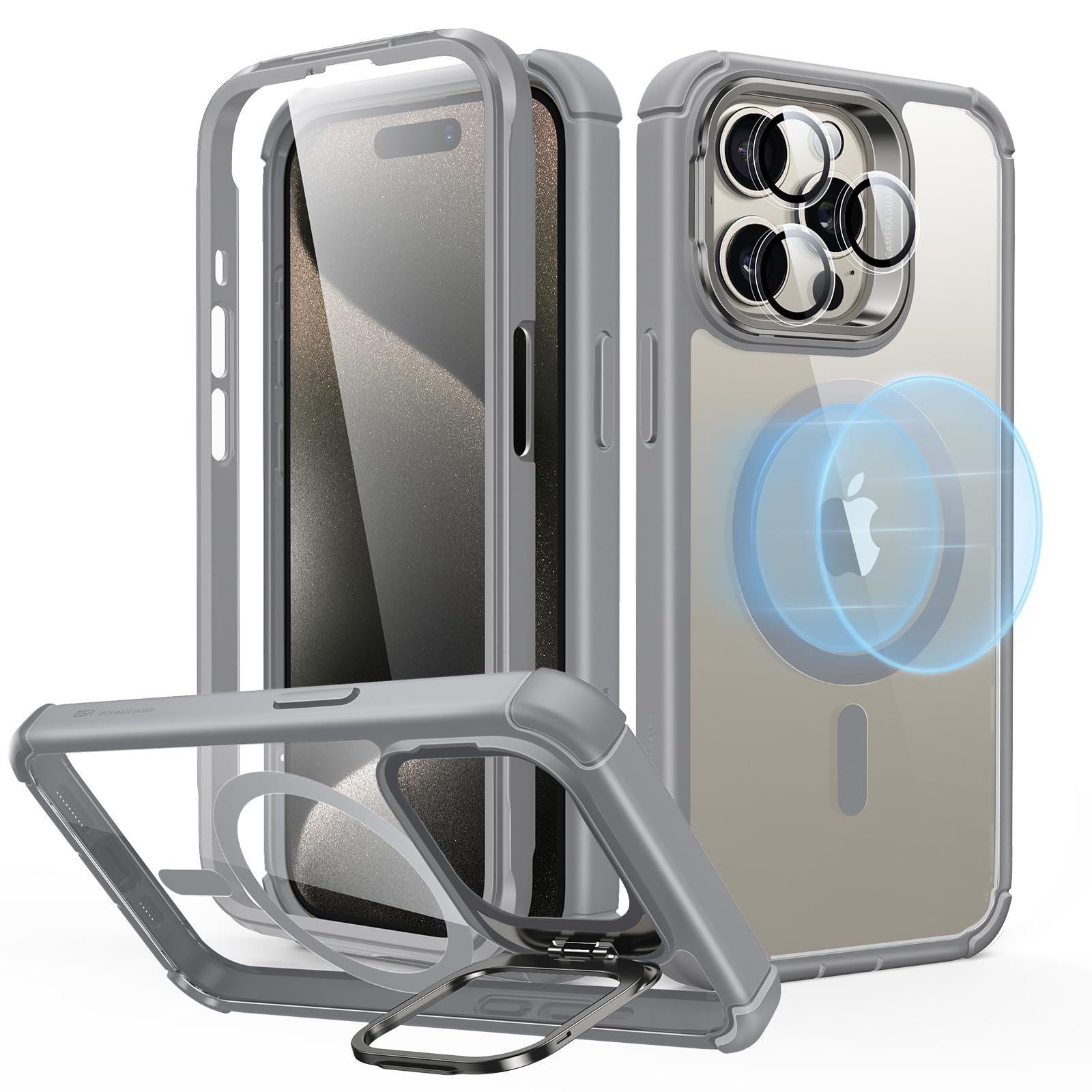 ESR iPhone 15 Pro Max������ �����Ѿ׷� MagSafe������ �Ʒ�MIL����Ķ�����ݸ� iPhone 15 Pro Max�ѥޥ��ͥåȥ����� ��������դ� 2�ѡ��� ���ե����� Armor���꡼�� ���ꥢ���졼