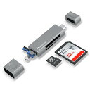 JJC カードリーダー USB 3.0 Micro USB 2.0 Type-C USB 3.0 SD TF 同時読み書き OTG対応 高速転送 SDXC SDHC SD TF Micro SD Micro SDXC Micro SDHC MMC RS-MMC UHS-Iなどに対応 グレー