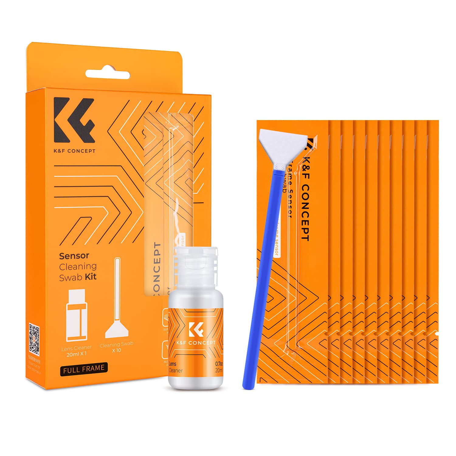 KF Concept センサークリーニング フールサイズセンサー用スワブ 10本入り+20mlクリーナー クリーニング綿棒 センサー専用 クリーニングスティック メンテナンス用品 お手入れ 掃除用品 一眼レフカメラ対応