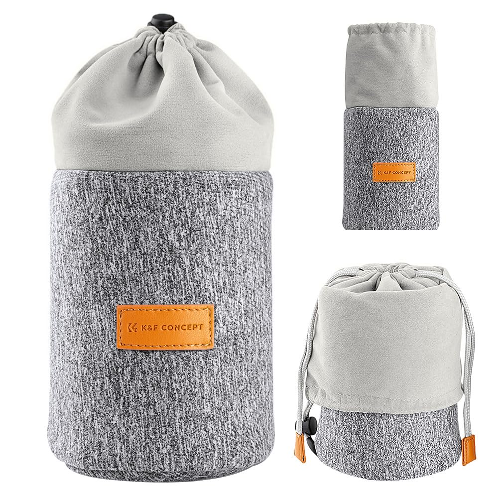 カメラ レンズケース KF Concept 一眼レフ 両用レンズケース ポーチ レンズ保護用ポーチ ソフト一眼レフ 2WAY 防水 Sony Canon Nikon Pentax Olympus Panasonicなどのデジタル一眼レフカメラレンズ対応 (グレー+ホワイト)