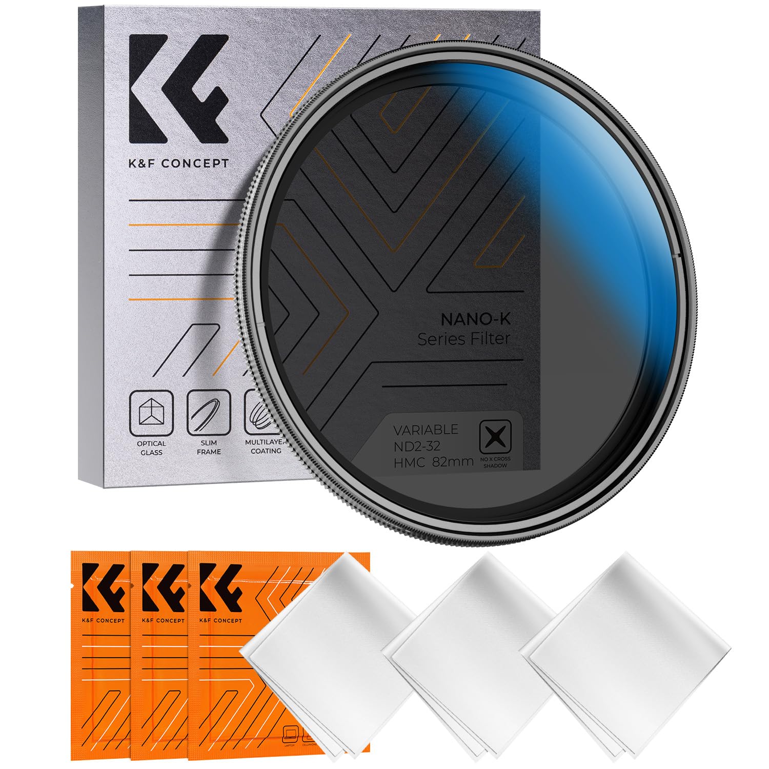 Rakuten - KF Concept 77mm 可変NDフィルター ND2-ND32 減光量調整 5段階減光 X状ムラ制御 バリアブル 18層コーティング 3枚クリーニングクロス付属 風景撮影に最適（NANO-K シリーズ）