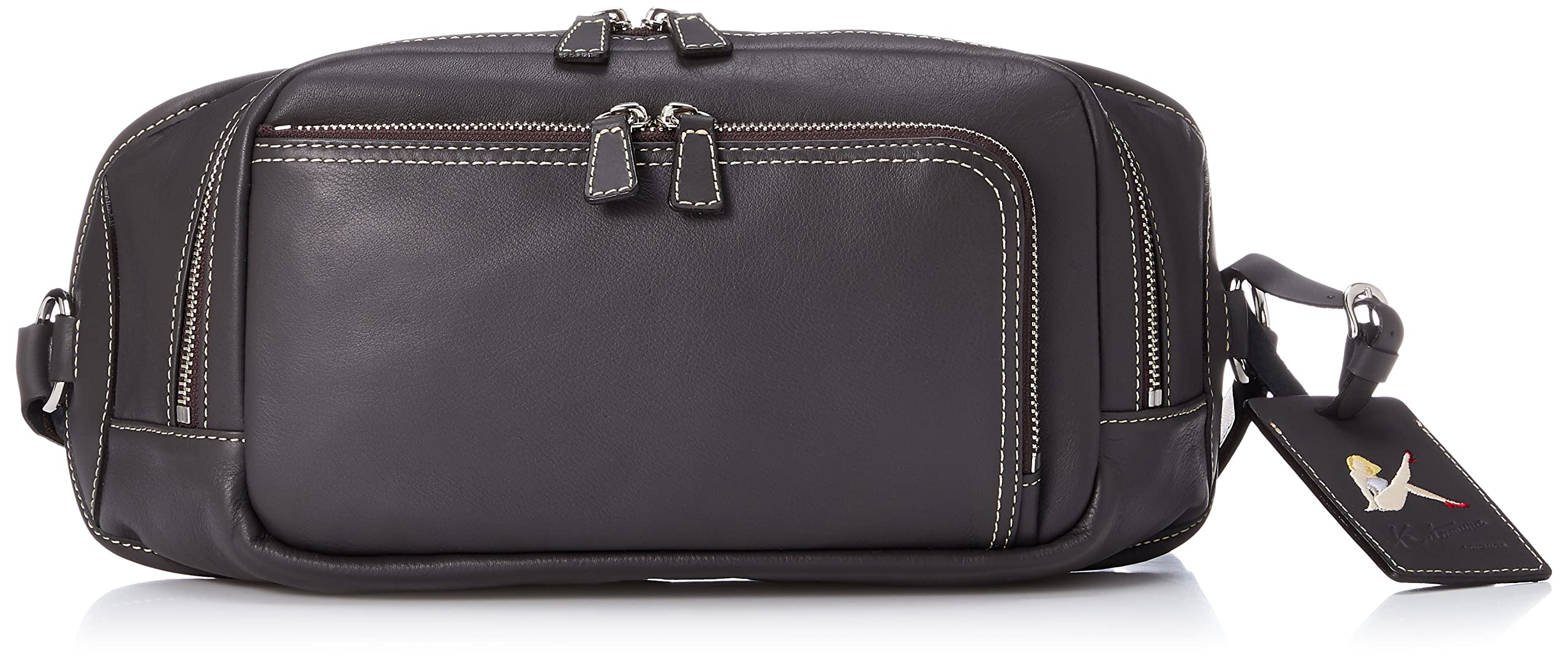 [キタムラ] 薄マチフォルム ボディバッグ D-0440 メンズ チョコ/ベージュステッチ [茶色] 62501