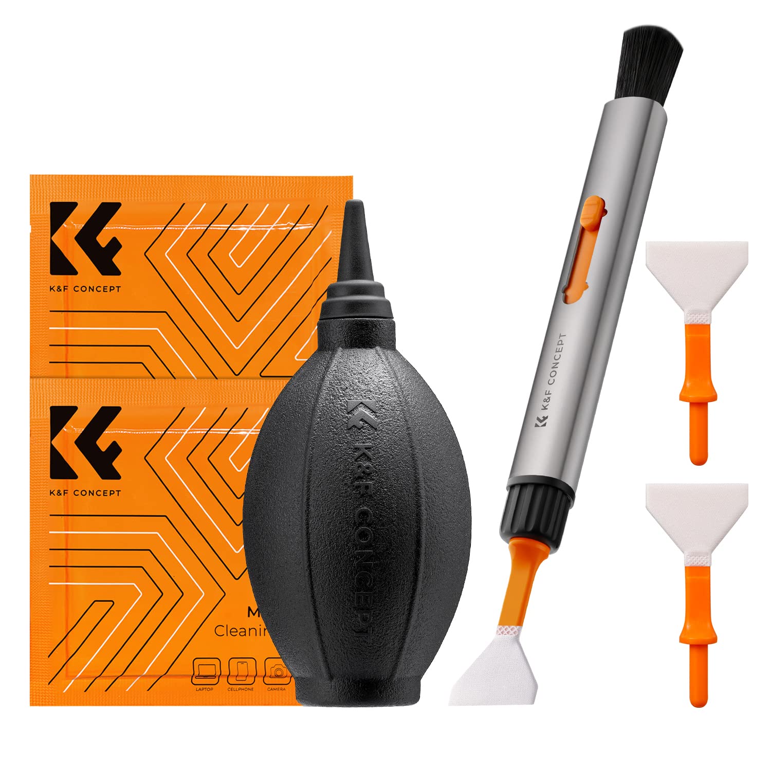 KF Concept カメラクリーニングキット 6in1セット クリニックグロス*2+レンズペン+フールサイズセンサー用スワブ2本+カメラブロワー Canon Nikon Sonyデジタル一眼レフカメラレンズ対応 メンテナンス用品 お手入れ 掃除用品 一眼レフカメラ対応 スマホ/液晶画面/レンズ/ガラ