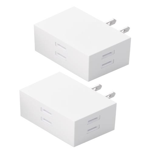 エレコム 電源タップ コンセント 3口 3個口 2個セット 雷ガード ほこり防止シャッター 難燃性 ユリア樹脂 絶縁スリーブ ホワイト ECT-29-2WH