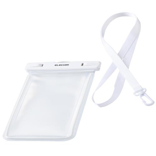 エレコム スマホ 防水ケース お風呂 海 首かけ 水中 操作不可 IPX8 顔認証 入れたまま操作可能 蓄光機能 夜間に光る ロックレバータイプ 6.9インチ以下のスマートフォン ホワイト P-WPSL05WH