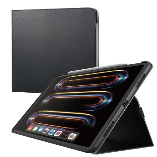 エレコム ipad pro 13インチiPad Pro(M4) 2024年モデル ケース ソフトレザー 衝撃吸収 2つのスタンドモード タッチペンホルダー付き ブラック TB-A24PLPLF2BK(2.0)