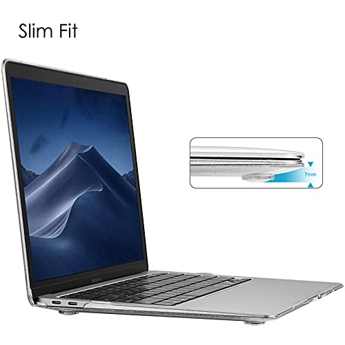 Fintie MacBook Air 13 ケース 保護ケース 2018 2019 2020 2021 発売 13インチ PC 薄型 軽量 耐衝撃性 傷防止 排熱口設計 透明 おしゃれ (モデル番号A2179 / A1932 / A2337 (M1)) （キラキラクリア）