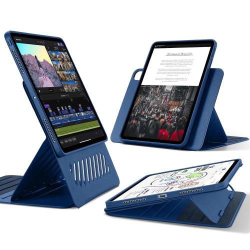 乐天商城 - ESR iPad Pro 13インチ ケース M4 2024専用 取外し可能なマグネットカバー付き回転式ケース 縦向き/横向きスタンド 9段階の角度調節可能 Pencil Pro/USB-C完全対応 Shiftシリーズ ブルー